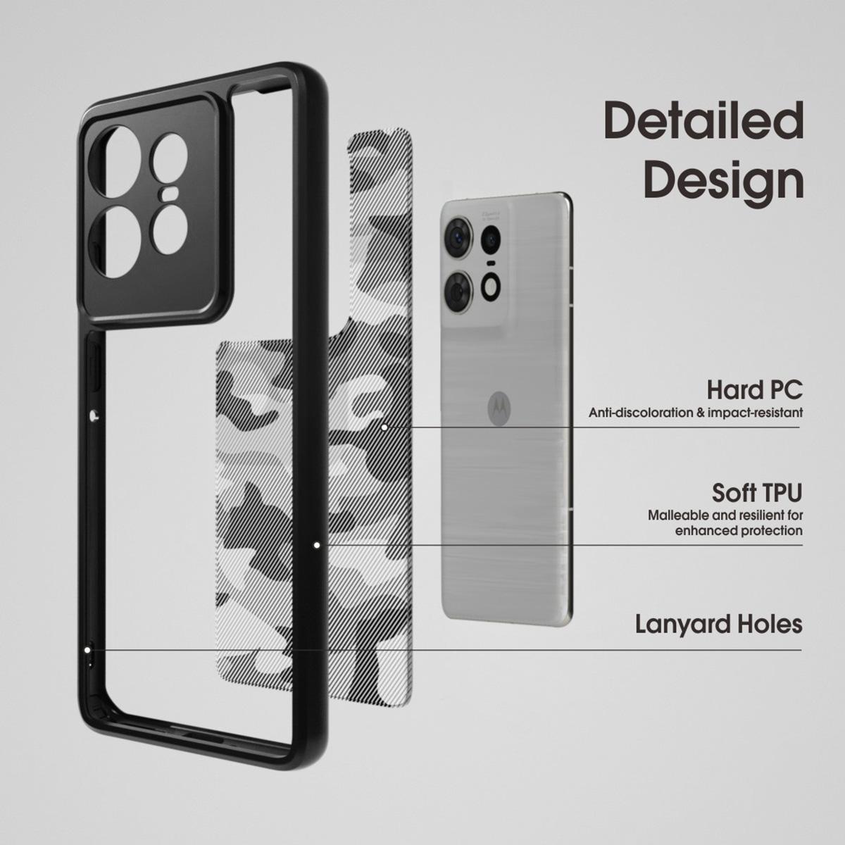 

IBMRS For Motorola Edge 50 Pro 5G Case TPU+PC Heavy Duty Shockproof Phone Cover Camera Protection Matte Black