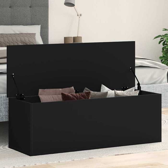 VidaXL Black Storage Box 102x35x35 Cm Engineered Wood, Blanket Box, Storage Chest, Storage Box 840689