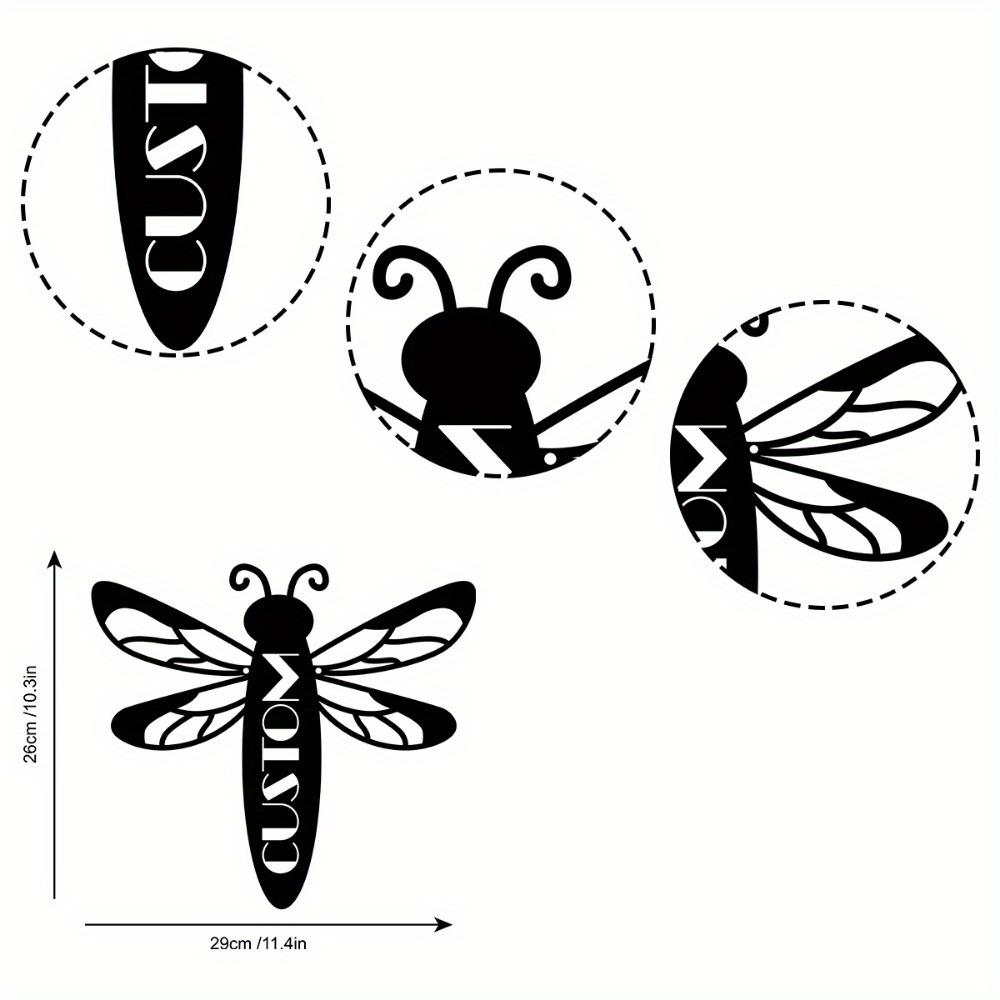 Custom Metal Dragonfly House Number Sign, Vertical Address Plaque, Door Emblem, Personalized Wall Art.