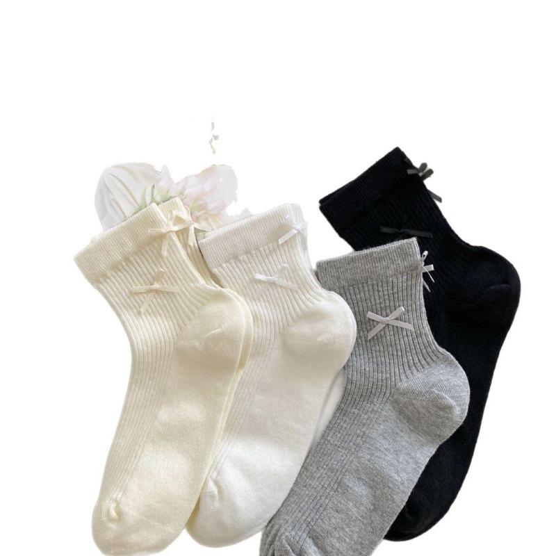 Female Summer Thin Fashionable New Cotton Lovely Bow In Tube Socks