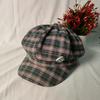 Retro plaid octagonal hat women's autumn and winter warm new versatile fashion painter hat show face little beret