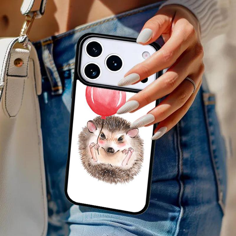 

Hedgehog and Balloon Phone Case For iPhone 17 Air 14 15 13 12 Max Cover For Apple 14 15 16 16e 11 Pro Max Plus iPhone 16