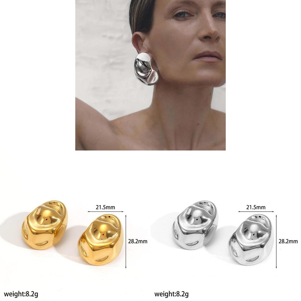 Stainless Steel Geometric Earrings For Women With Wrinkled Style For Fashion Casual Wear