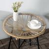 Boho-style Garden Table. PE Rattan. Tempered Glass. Weatherproof. 50cm X 50cm X 50cm. Beige