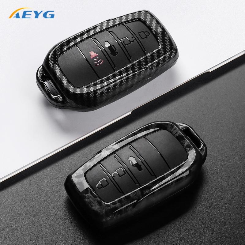 Abs Carbon Fiber Car Key Case Cover For Toyota Chr Hilux Fortuner Land Cruiser 200 Camry Corolla Crown Rav4 Highland Accessories