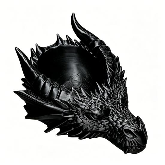 Dragon Head Organizer Tray & Candle Holder, 3D Printed Resin Decorative Dish for Keys, Jewelry, Earrings, Gothic Home Desk Entryway Decor