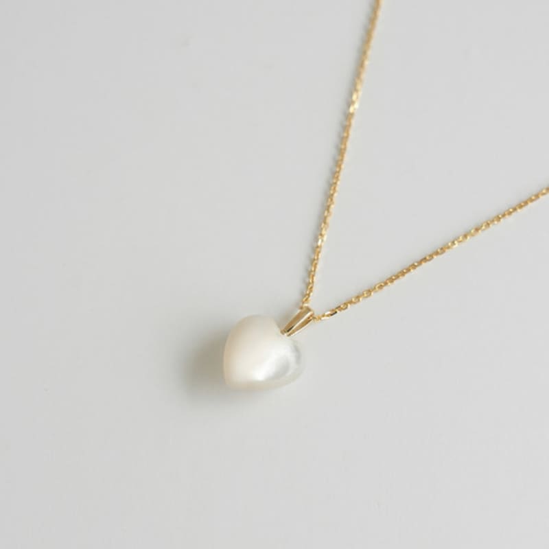 modernlike 14k gold-filled silver white pearl heart necklace