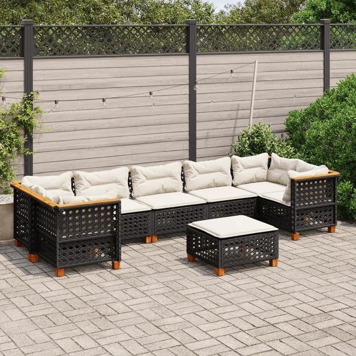 VidaXL Salon de jardin 8 pcs avec coussins noir résine tressée, ensemble de canapés d'extérieur, salon de jardin, ensemble 3261764
