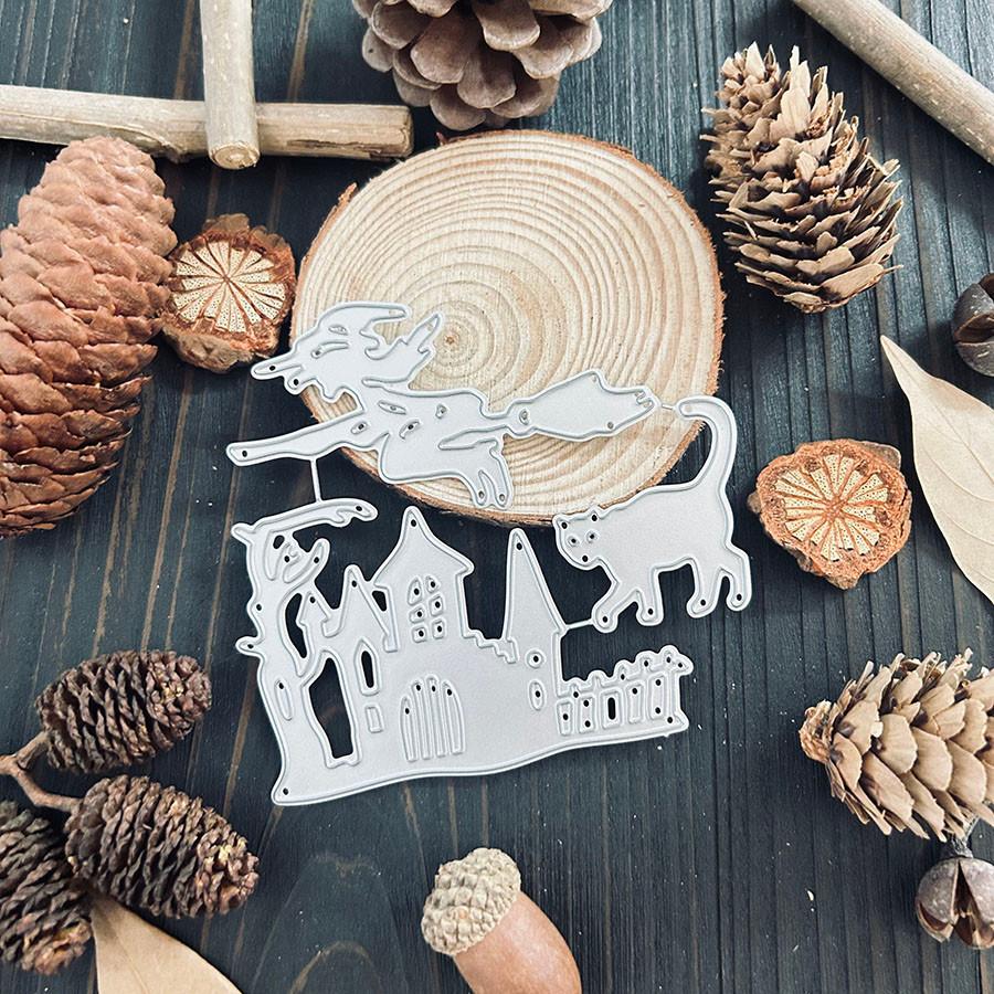 Halloween Witch Castle Metal Cutting Die Stencil Template For DIY Embossing Paper Photo Album Cards Making Scrapbooking Die Cut