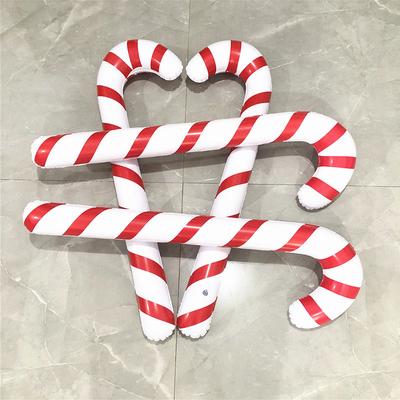 Inflatable Christmas Xmas Candy Cane Stick PVC Festival Party Prop Blow Up Decor Inflatable Santa Claus Walking Stick for Gifts
