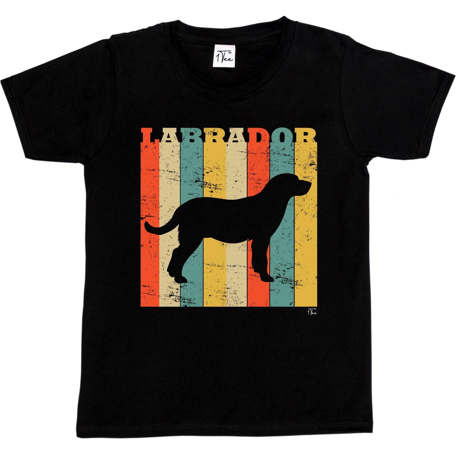 1Tee Kids Boys Labrador Dog Breed Colourful Retro T-Shirt M