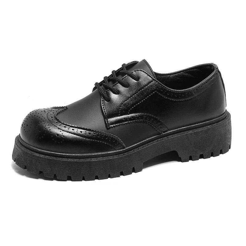 New casual leather shoes heightened non-slip derby shoes personalized color matching small leather shoes thick soles