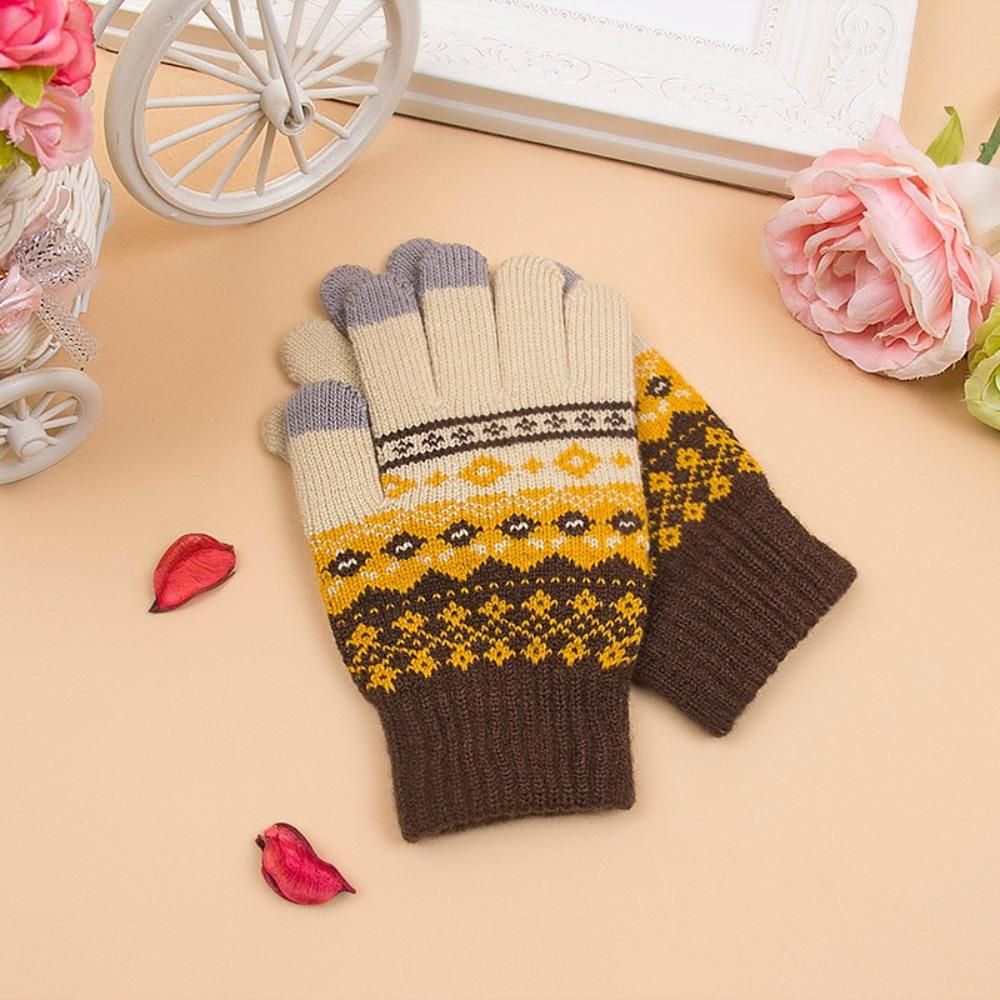 

Новые перчатки с сенсорным экраном, утолщенные, зимние жаккардовые теплые перчатки, мужские и женские перчатки.