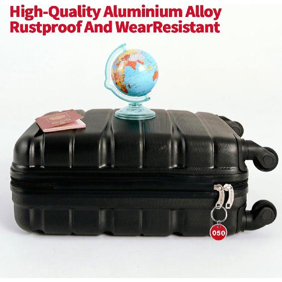 1-100 Numbered Key Tags, Round Metal Tags, Key Chain Labels, Key Tags for Home, Office and Garage, Dorm Keys, House Lockers (Red)