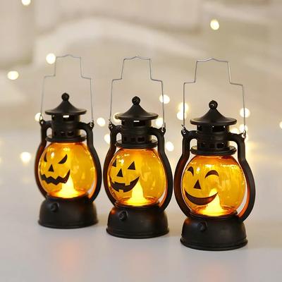 Halloween Decorations Children's LED Light Up Handheld Pumpkin Lantern Bar Horror Atmosphere Makeup Ball Props