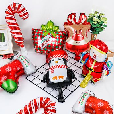 8pcs Mini Christmas Old Man Elk Snowman Foil Balloons, Christmas Decorations New Year Party Christmas Tree Home Decoration