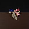 American Flag Election Bow Brooch - Striped Flower Accessory