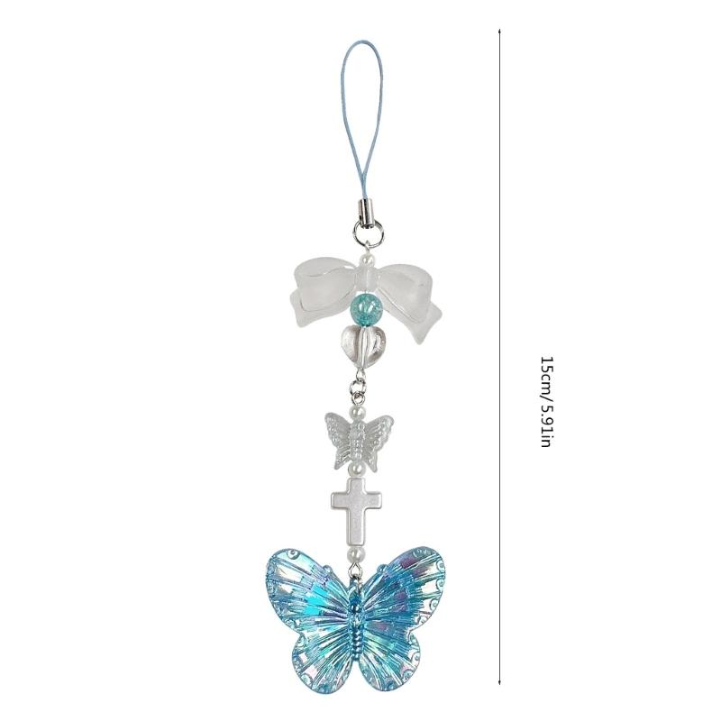 Elegant Butterfly Phone Lanyard Multipurpose Phone Charm Ornament Acrylic Pendant Mobile Accessory for Women Daily Use