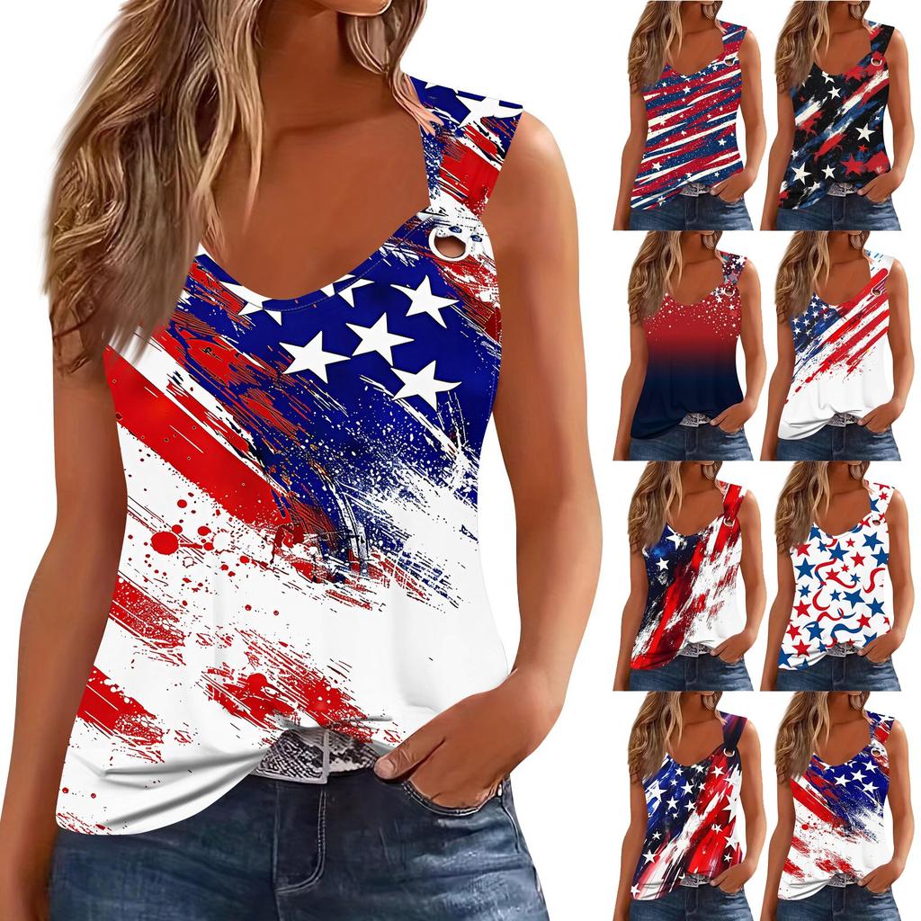 Womens Tank Top V Neck Basic Printed Casual Flowy Sleeveless Deep Side Cut Tops For Women