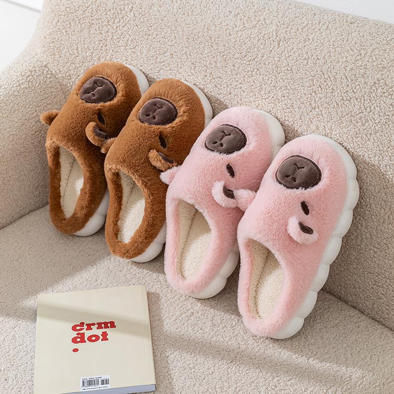 Cartoon plush cotton slippers autumn and winter leisure home indoor plush thick bottom warm cotton mop