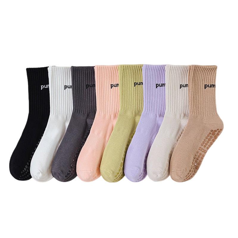 Yoga Socks Women's Mid-length Pure Cotton Silicone Anti-slip Indoor Pilates Fitness Sports Socks for Adults Floor Socks