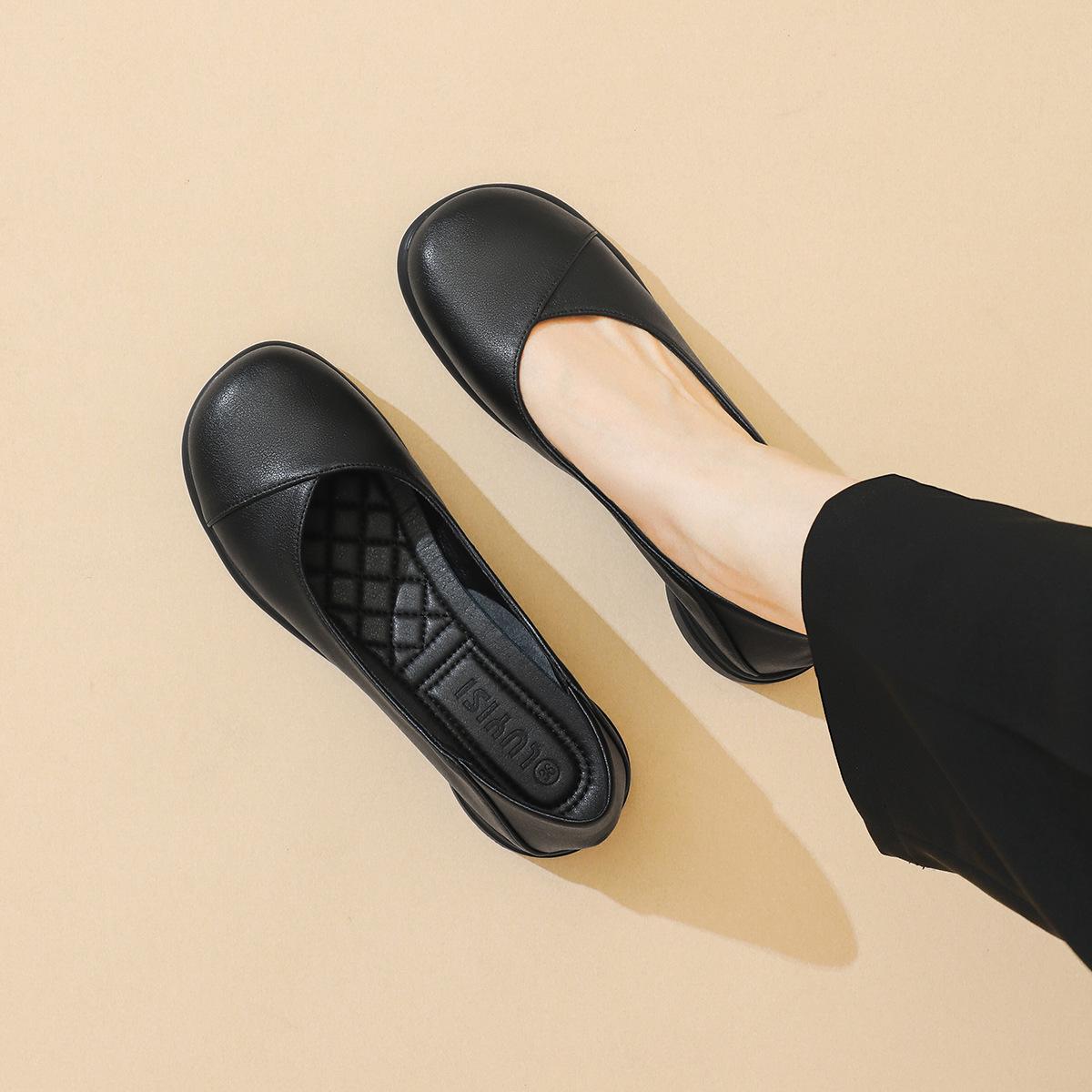 

Women s Black Round Toe Soft Sole Low Heel Work Shoes 37 чёрный