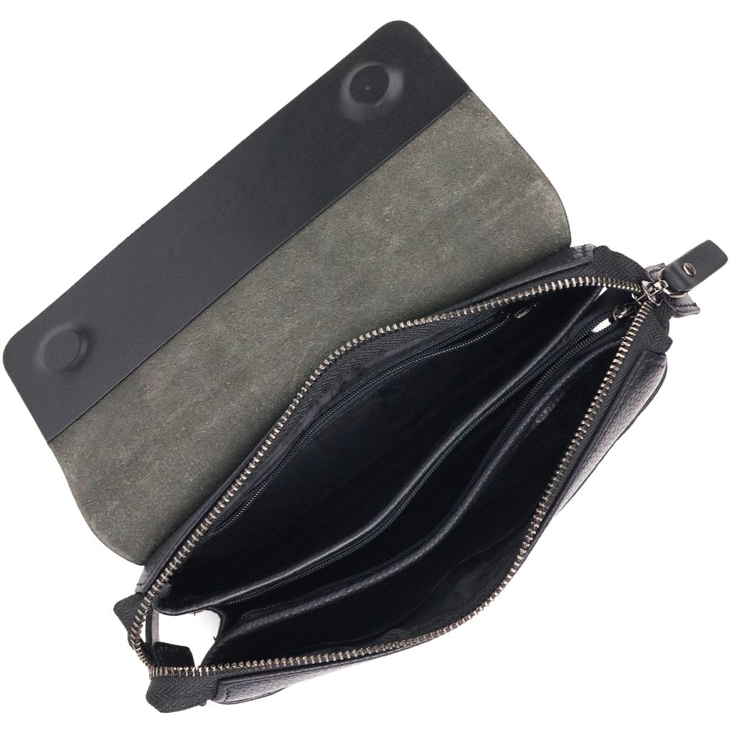 Handsome Men's Clutch Bag Made of Genuine Combined Leather CANPELLINI 21564 Black