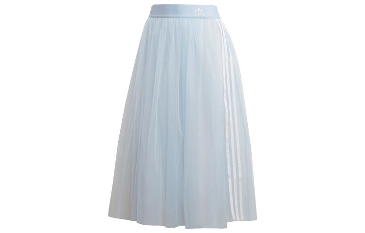 adidas originals Women s High-Waist Long Skirt  Tulle Blue  DV0852 32