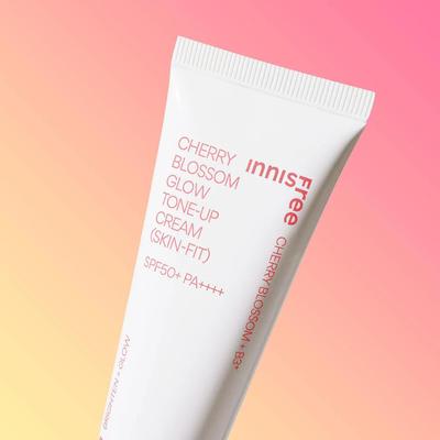 Jeju Cherry Blossom Glow Tone-up Cream (Skin-Fit) 50ml SPF50+ PA++++, Korean Cosmetics, Kbeauty, Sample