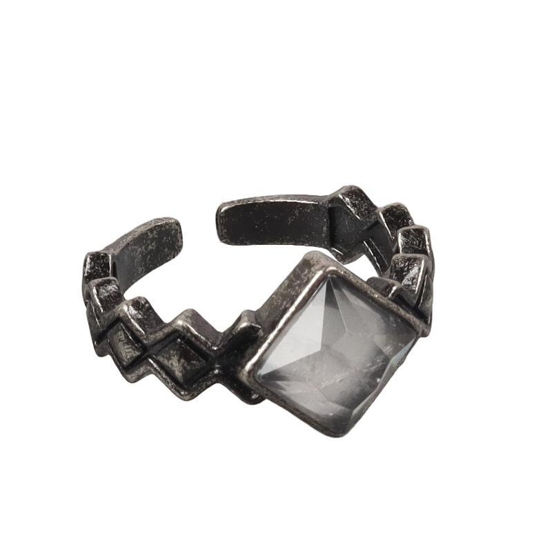 1Pcs Retro Crystal Ring Natural Stone Amethyst White Crystal Handmade Vintage Punk Finger Ring Jewelry Gift