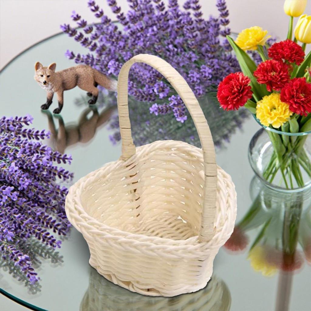 Small Imitation Rattan Woven Basket One wicker rattan flower child Basket woven Easter basket Wicker basket for Weddings