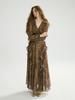 Sinseuden Leopard Rose Ruffle Long Dress