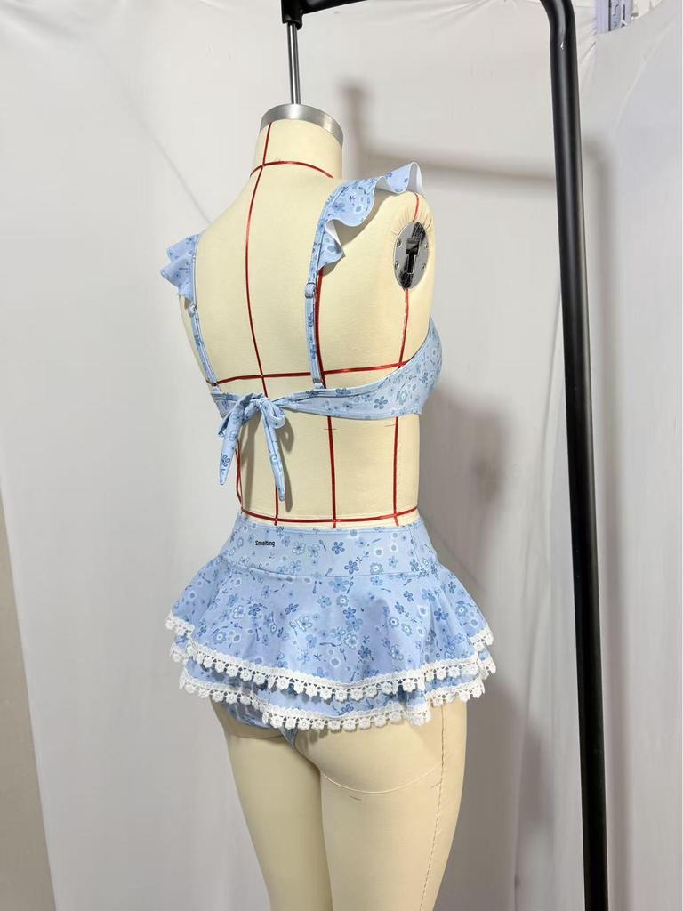 2026 Damen Europäisches & Amerikanisches Bedrucktes Strand-Bikini-Set