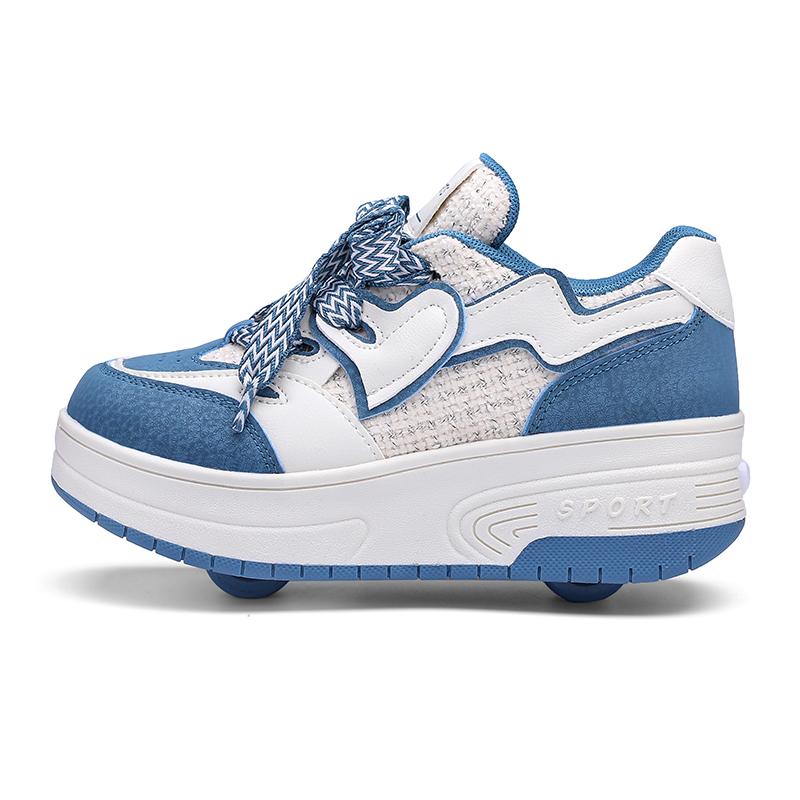 

Роликовые кроссовки для мальчиков Обувь для мальчиков с колесиками Кроссовки с колесиками Роликовые коньки для девочек Обувь для занятий спортом на открытом воздухе 37 синий