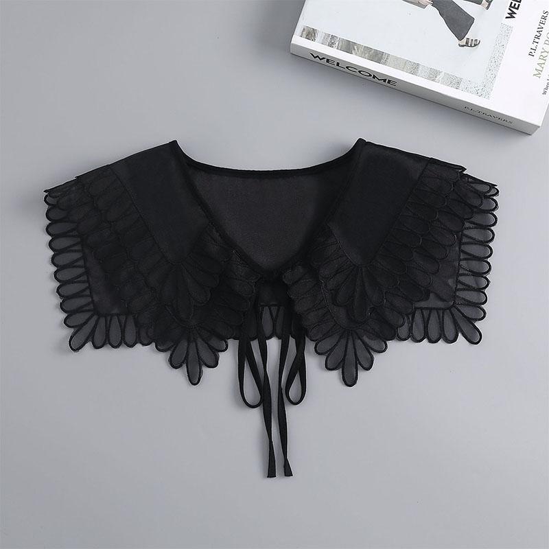 Removable Lace Doll Fake Collar Women Tie Ladies White Shawl Wrap Detachable Embroidered Lapel False Collar Clothes Accessory
