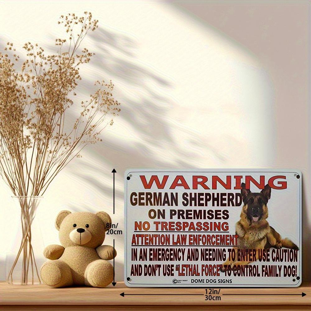 Funny German Shepherd Warning Sign  x Inch Rustic Iron Wall Decor Perfect for Country Home Restaurant Art