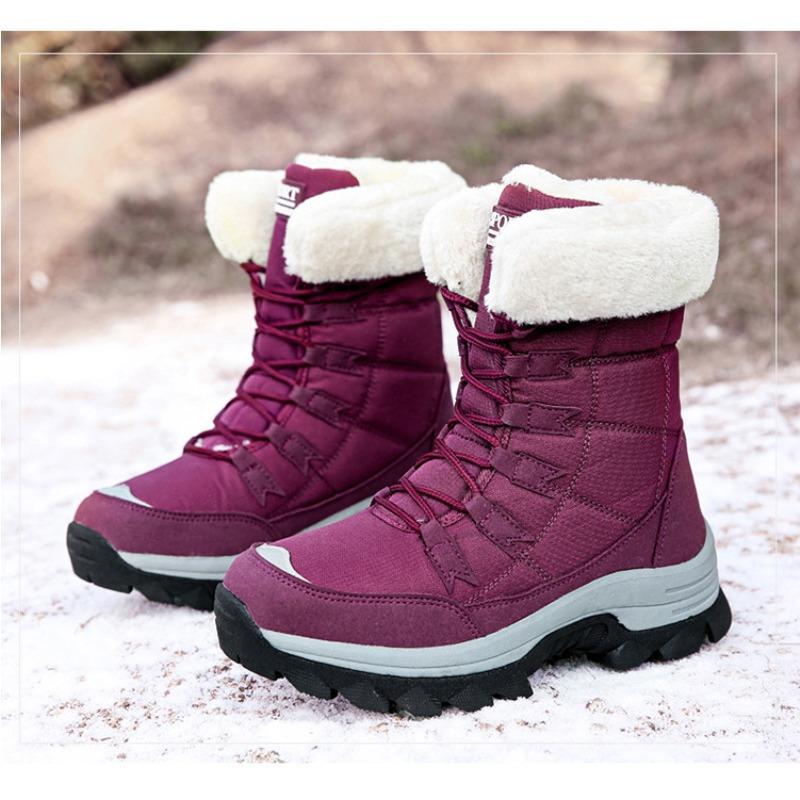 Large Size Cotton Shoes Women's Snow Boots Winter Warm Medium Boots Piled Thickened Outdoor Hiking Boots