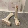 Medium tube knight boots women's shoes 2025 new autumn and winter small boots platform muffin shoes fashion boots