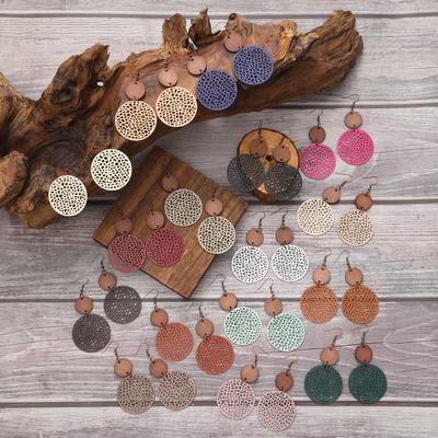 Women's Leather and Wood Combo Earrings: Diverse European & American Styles