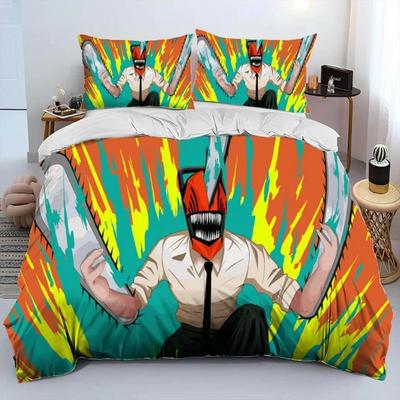 3D Anime Chainsaw Man Denji Cartoon Copripiumino Set Biancheria da Letto, Copripiumino Set Letto Copripiumino Federa, King Queen Size Set Biancheria da Letto
