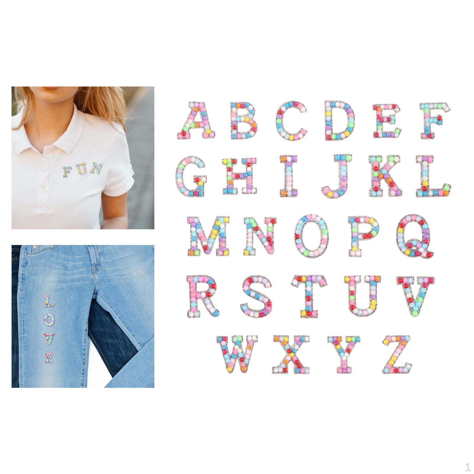 26Pcs Rhinestone Letter Patches Alphabet Patch Craft Applique Elegant DIY A-Z English Mixed Solid Color