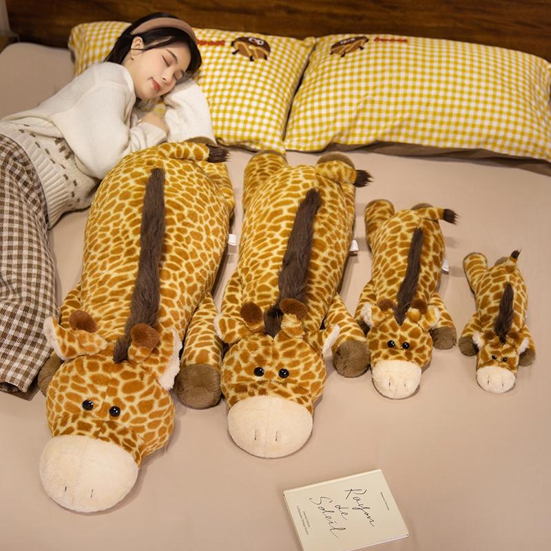 Giant Fluffy Giraffe Plush Toys Sleeping Pillow Cute Animal Stuffed Wild Giraffe Dolls Floor Mat Girls Birthday Gift