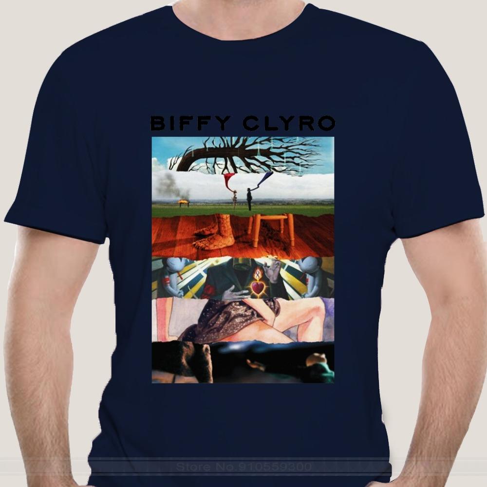 

fashion tshirt men cotton brand teeshirt Official T Shirt BIFFY CLYRO White Album Montage Rip All Sizes S