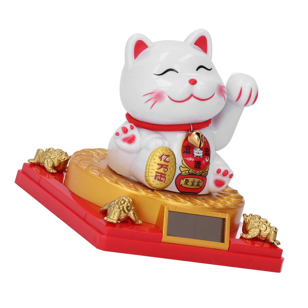 Solar Energy Powered Beckoning Lucky Money Cat Good Luck Feng Shui Lucky Cat Waving Arm for Home