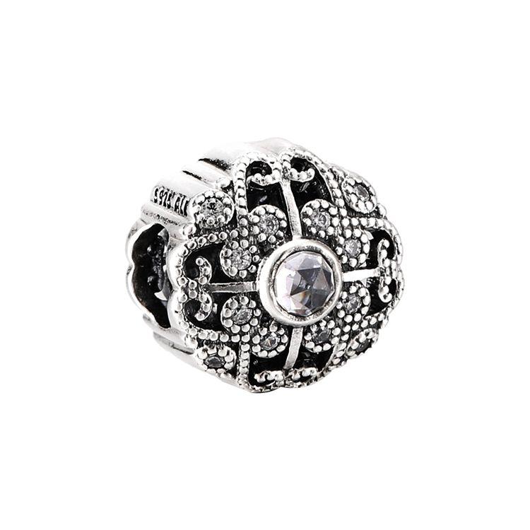 Pandora Fairy Tale Flower Zirconia Bead Unisex Jewelry 791961CZ Silver