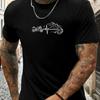 Men's Motorcycle Beer Heartbeat Graphic T-Shirt Short Sleeve Round Neck Tee with Mountain Design Men Clothing
