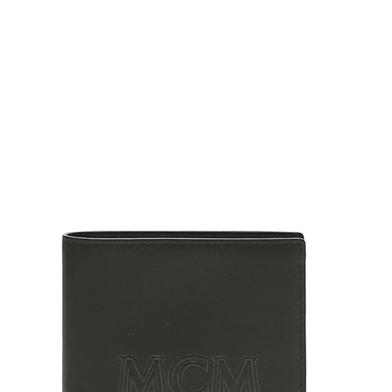 MCM Letter Print Cowhide Black wallet MXSDATA03BK001