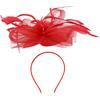 Net Yarn Plume Headdress Handmade Women’s Elegant Fascinator Hairpin Red for Wedding Banquet Special Occasion Accessories