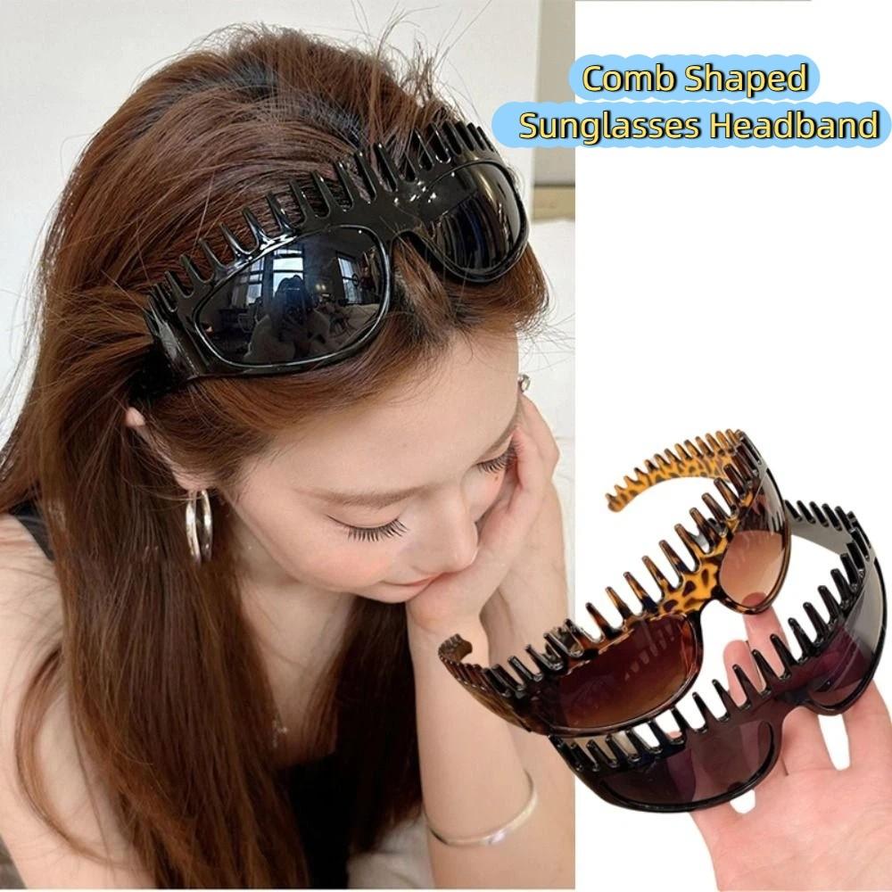 Leopard Print Sunglasses Headband Comb Shaped Women Hair Hoop Personalized Summer Sunglasses Women
