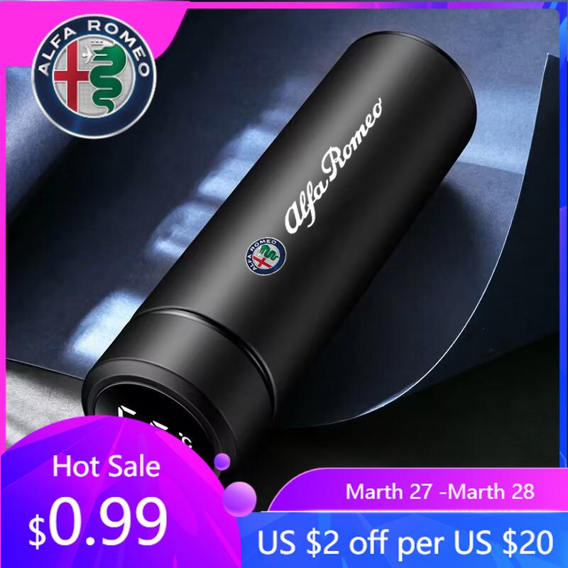 

For Alfa Romeo 500ml portable Car smart Thermos mug Insulation cup with temperature display For Alfa Romeo Abarth JEEP Fiat Volv Alfa Romeo чёрный